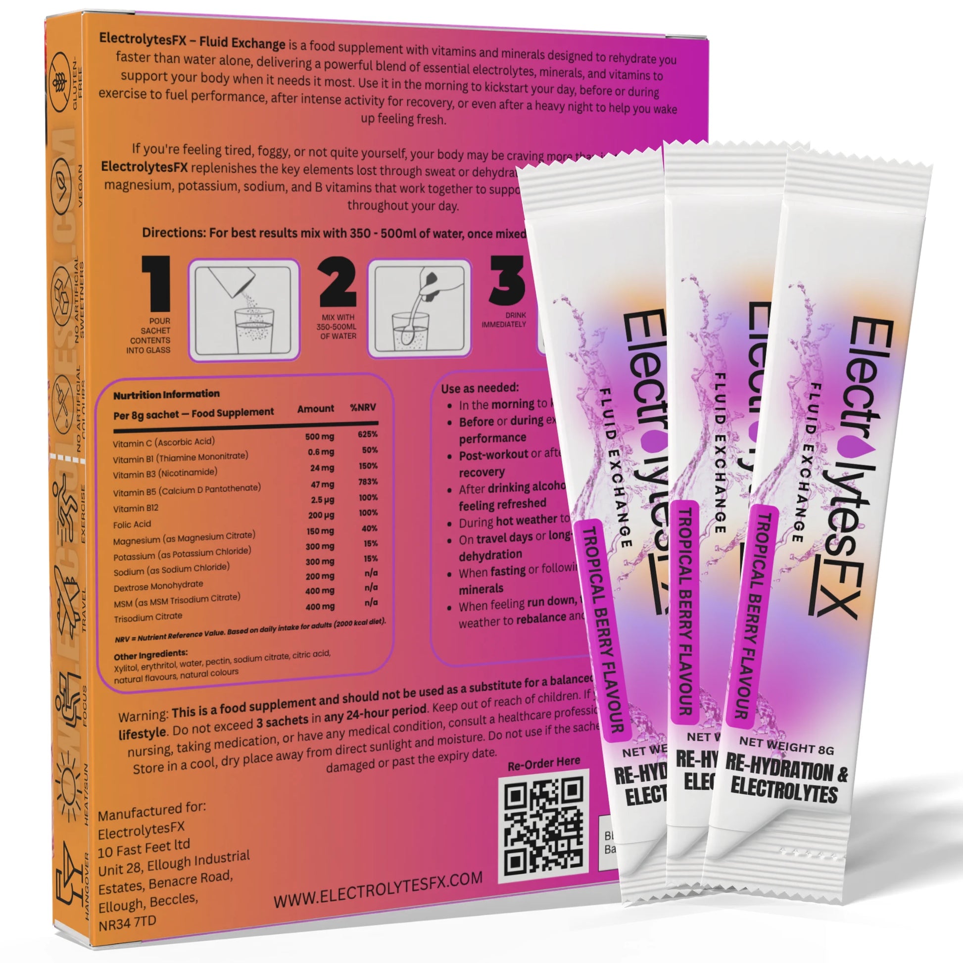 Electrolytes FX Tropical Berry Flavour Back
